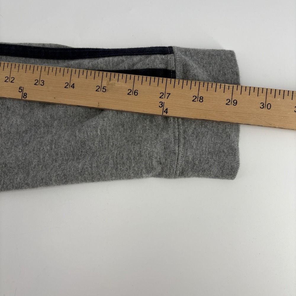 Vintage YKK Old Navy Stripe Sleeve Long Sleeve T-Shirt Size Medium Gray - Picture 8 of 9